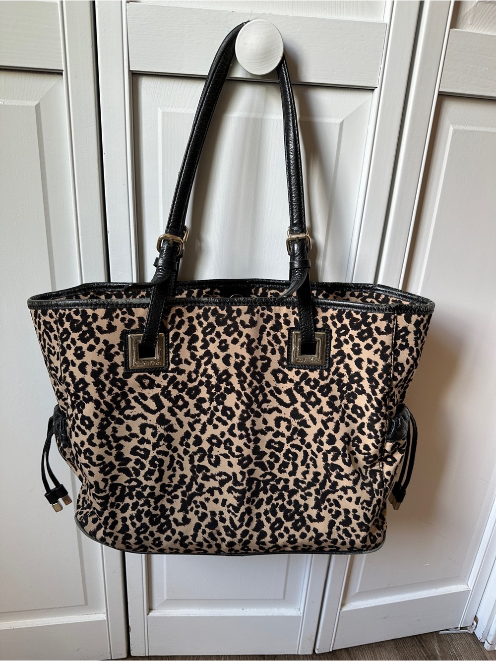 Calvin Klein Leopard Print Nylon Drawstring Tote Bag Handbag – GUC